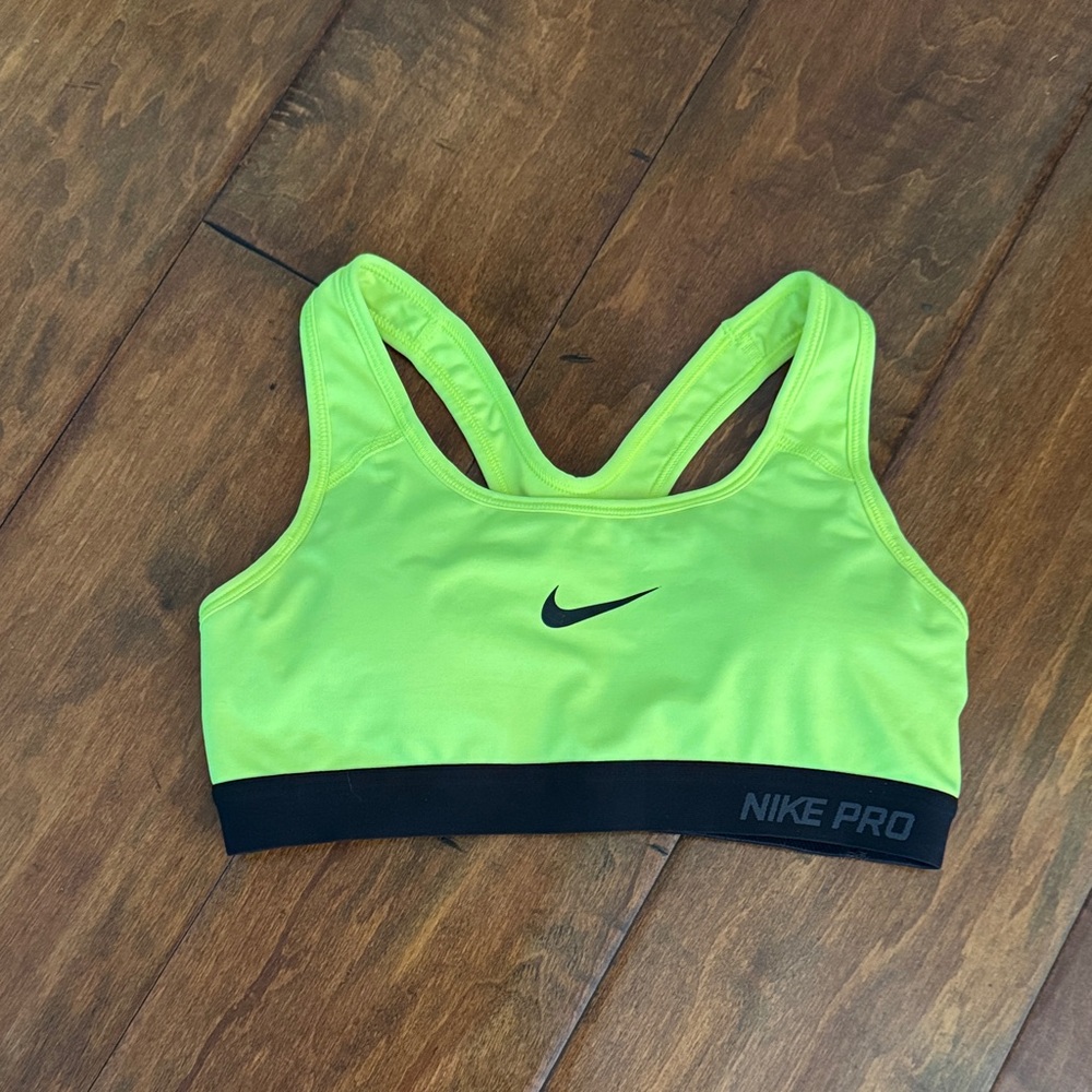 Nike Pro Women's S Dri Fit Sports Bra - Bright Yellow and Black Like New!